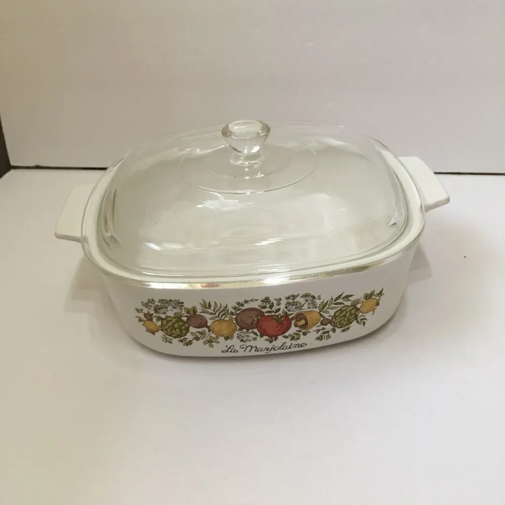 TWO‎ CORNING WARE SPICE OF LIFE BAKING DISHES WITH LIDS